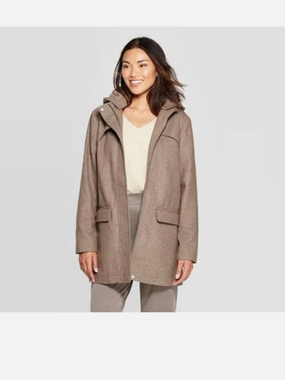 A NEW DAY_ Brown Wool Blend Anorak Hooded Coat XL